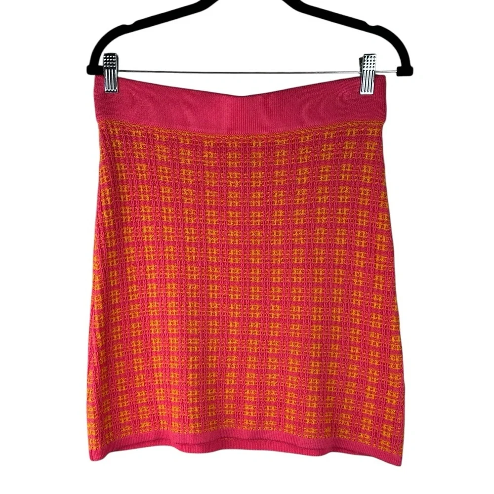 Free Assembly Pink & Yellow Knit Clueless Y2K 90's Mini‎ Skirt Size Medium New!
